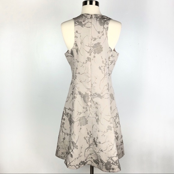 T TAHARI Annalise Fit and Flare dress taupe floral - Picture 6 of 8